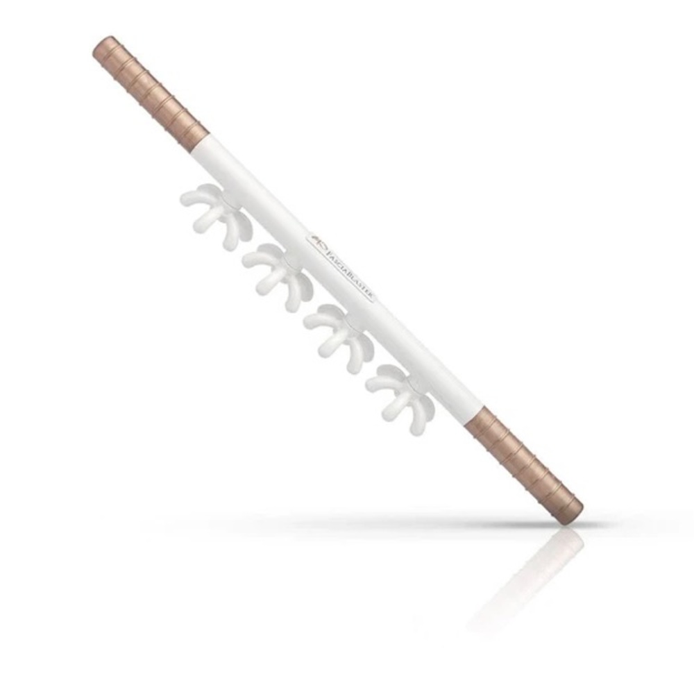 Dual-Ended White Facial Massage Stick with Rose Gold Handles